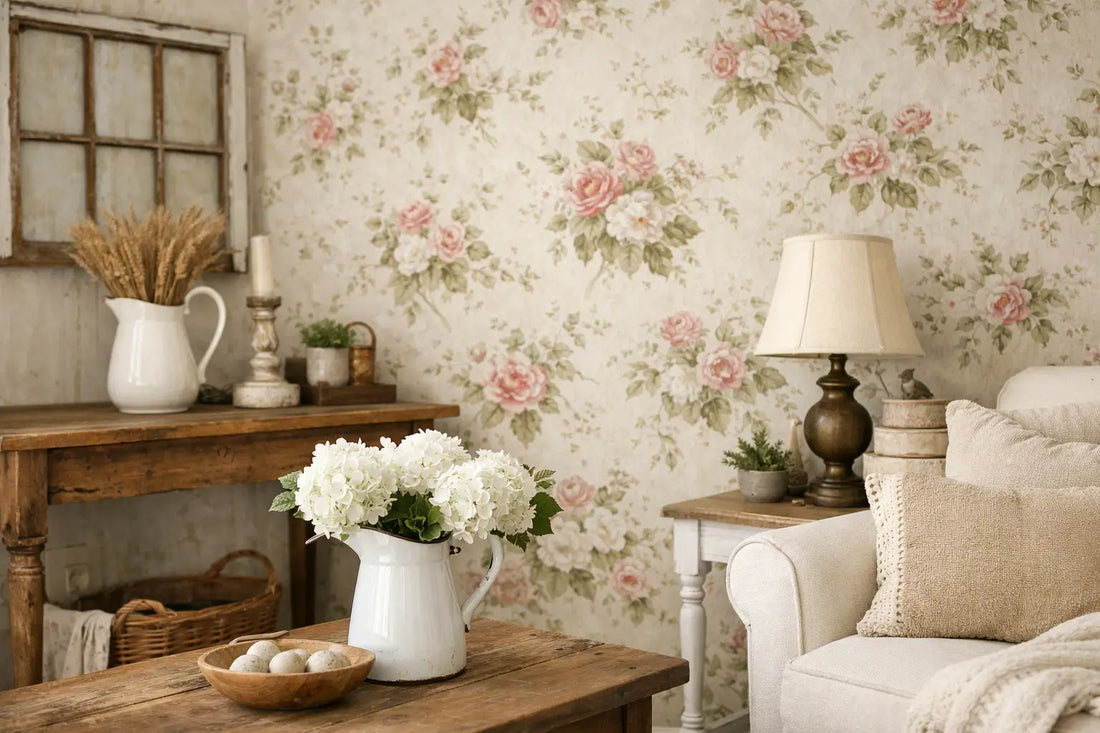 Vintage Farmhouse Style Wallpaper at Home