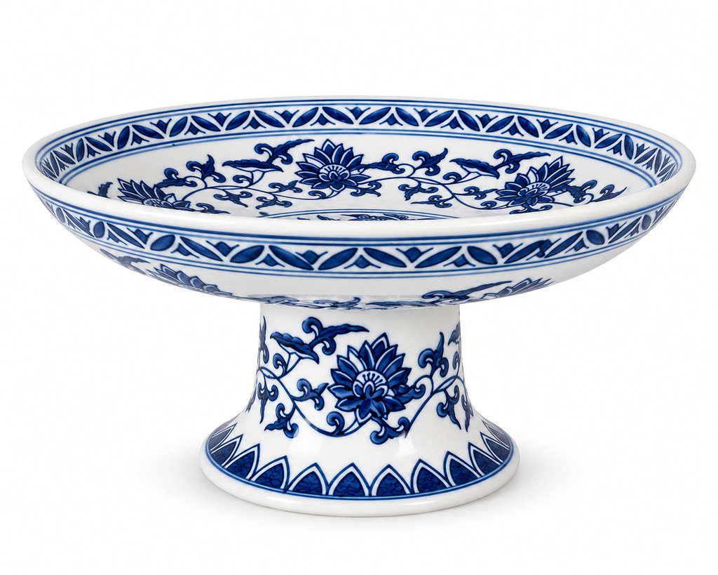Classic Blue & White Porcelain Cake Stand – detail view 2