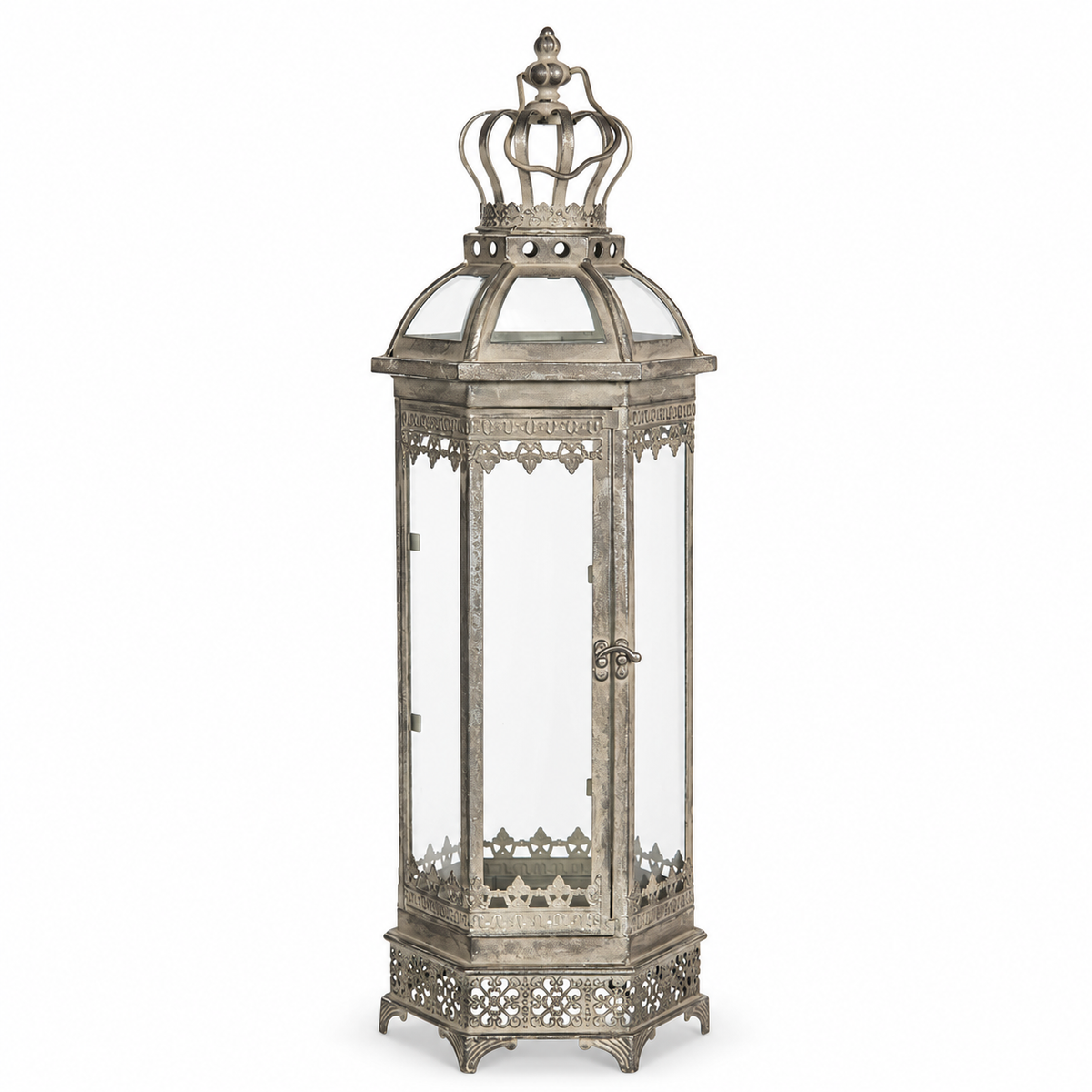 Classic Heritage Tall Silver Candle Lantern