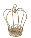 Antique French crown candle house in distressed off-white metal