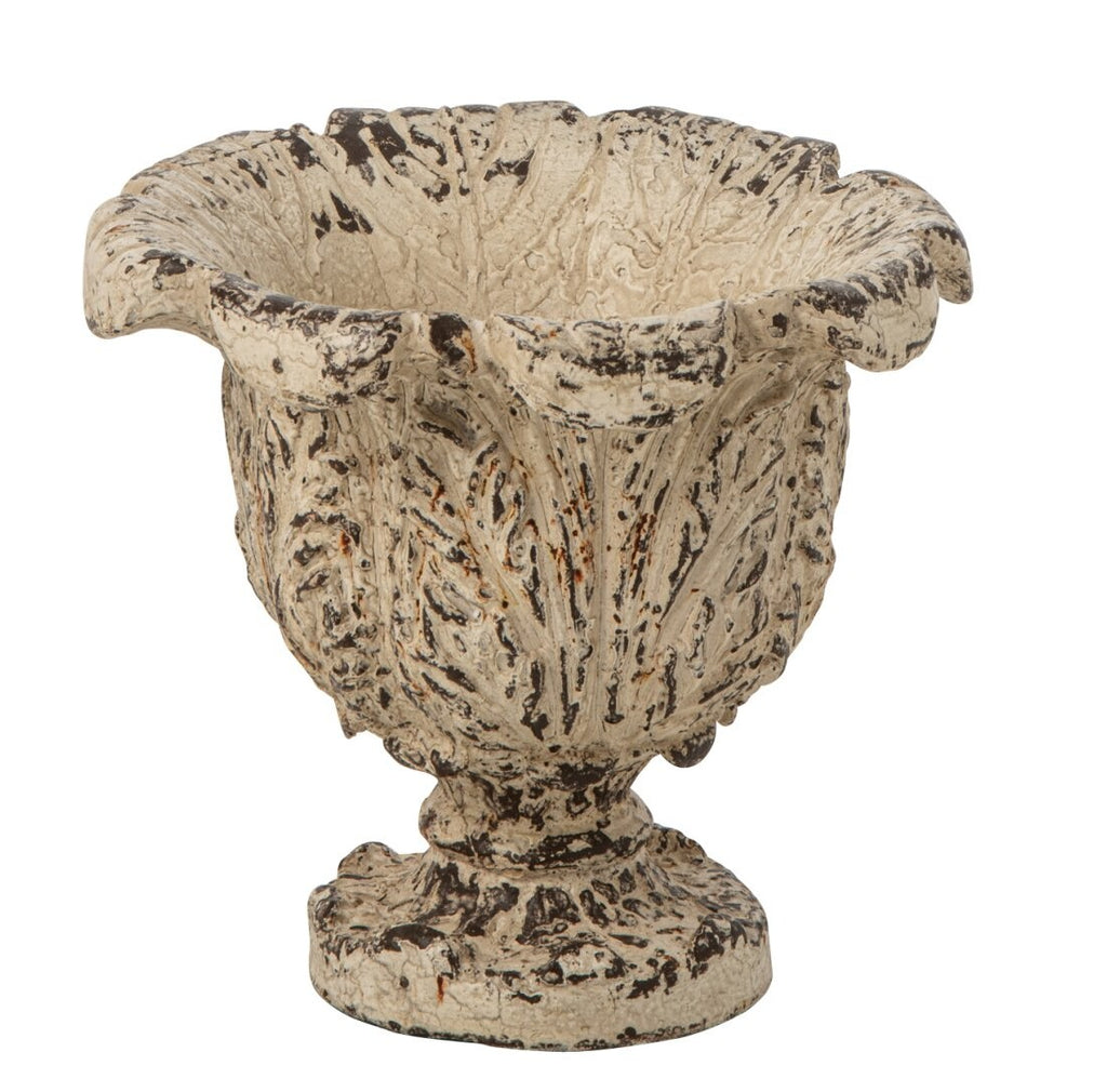 Château acanthus urn planter in distressed ivory
