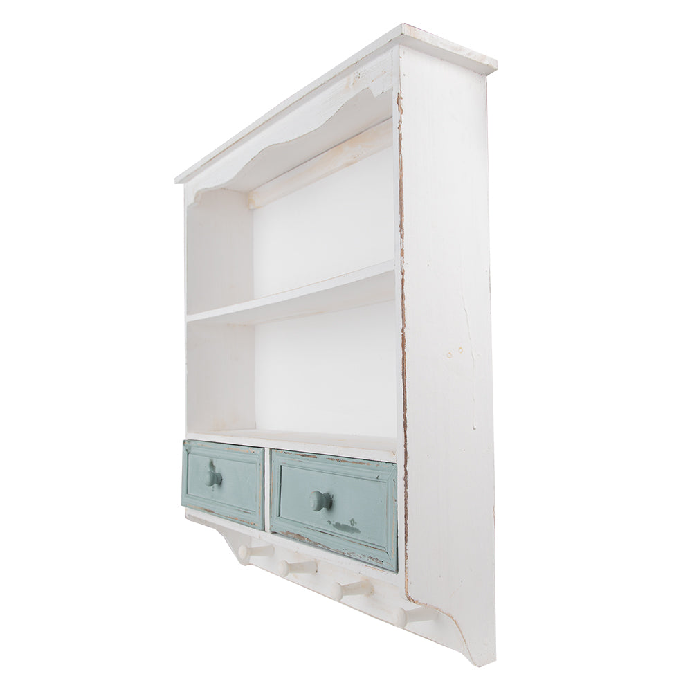 Farmhouse White Wooden Wall Shelf