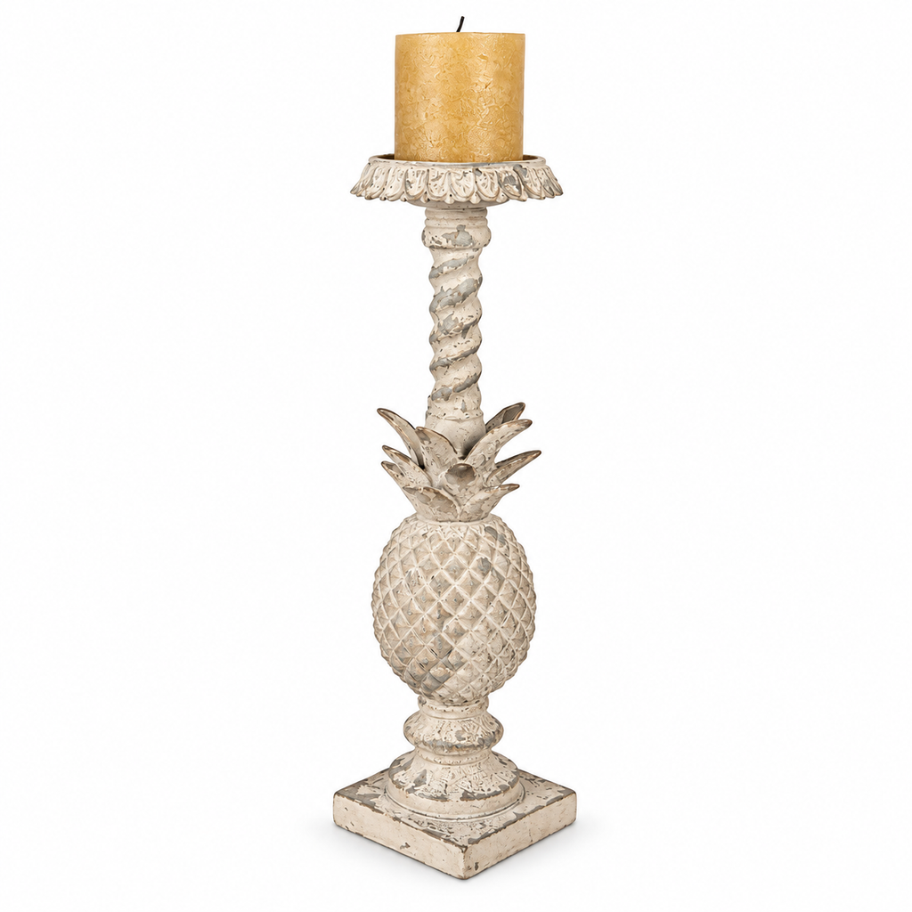 Classic Heritage Stone-Effect Column Candle Holder
