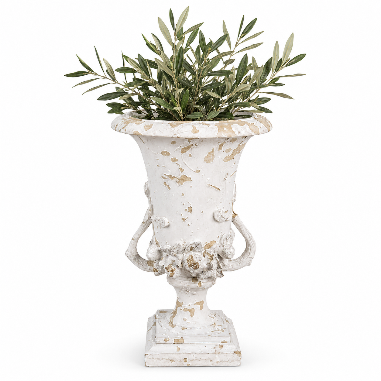 Close-up of acorn and leaf detail on French Cottage heritage urn vase