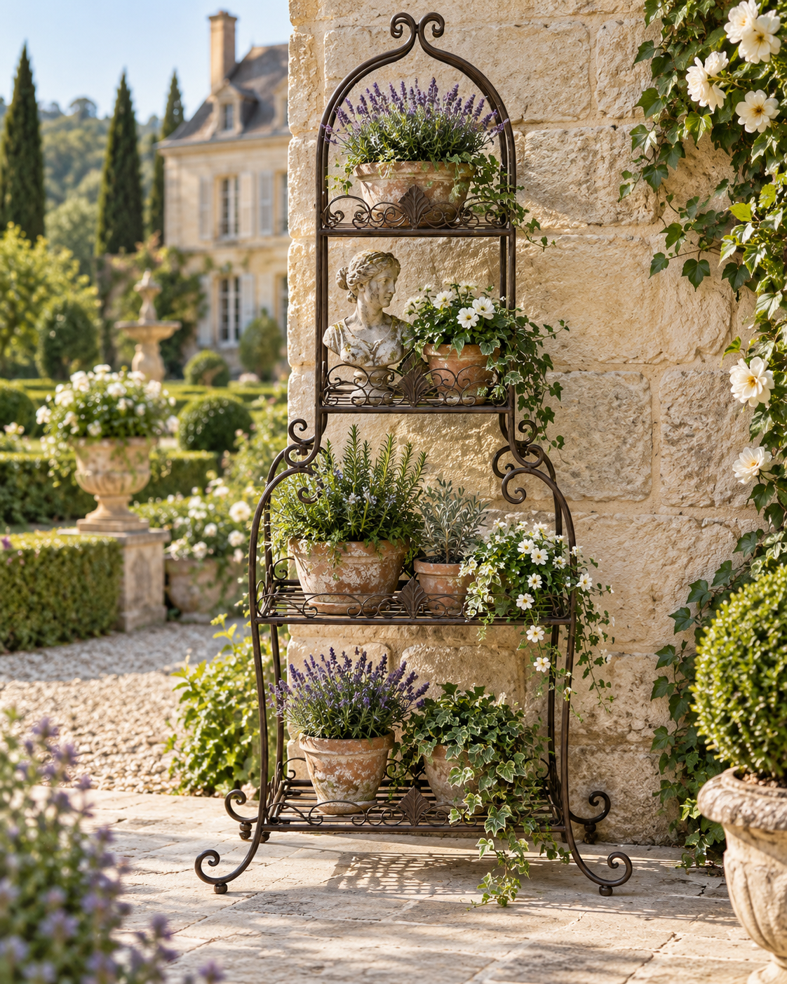 Château Antique Brown Metal Plant Stand – detail view 2