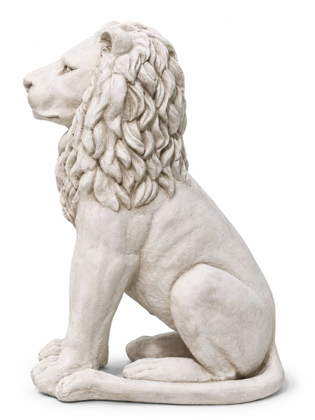 Rustic Chateau Lion Statue displayed at a home entrance