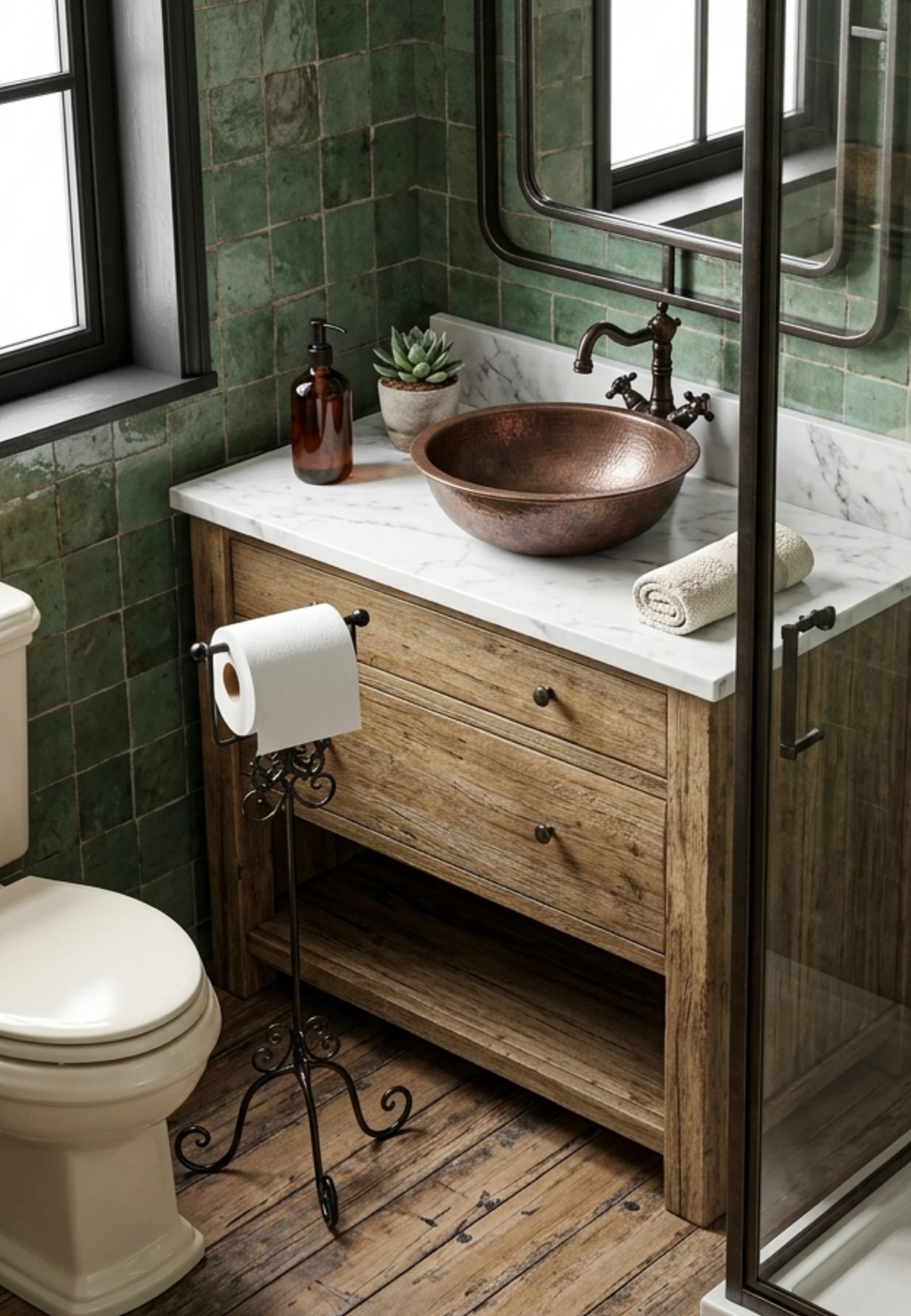 Vintage-Style Standing Toilet Paper Holder – Iron – detail view 2