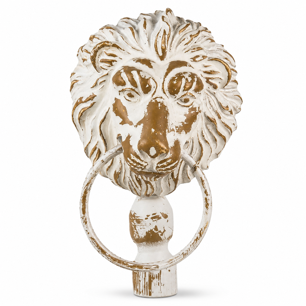 Vintage Farmhouse Distressed Lion Figurines – Set of 2