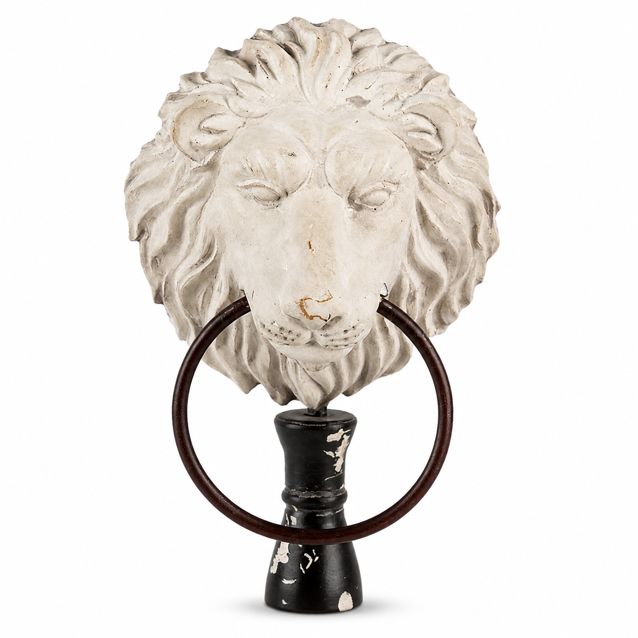 Vintage Farmhouse Distressed Lion Figurines – Set of 2
