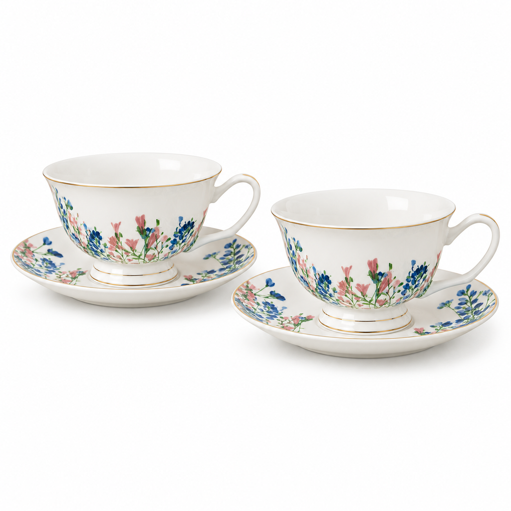 Floral Porcelain Cup and Saucer 250 ml (Set of 2)