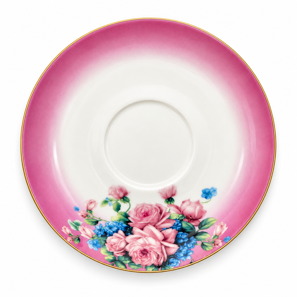 Purple Floral Porcelain Teacup & Saucer 200 ml – detail view 3