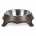 Vintage Brown Iron Ornate Pet Bowl