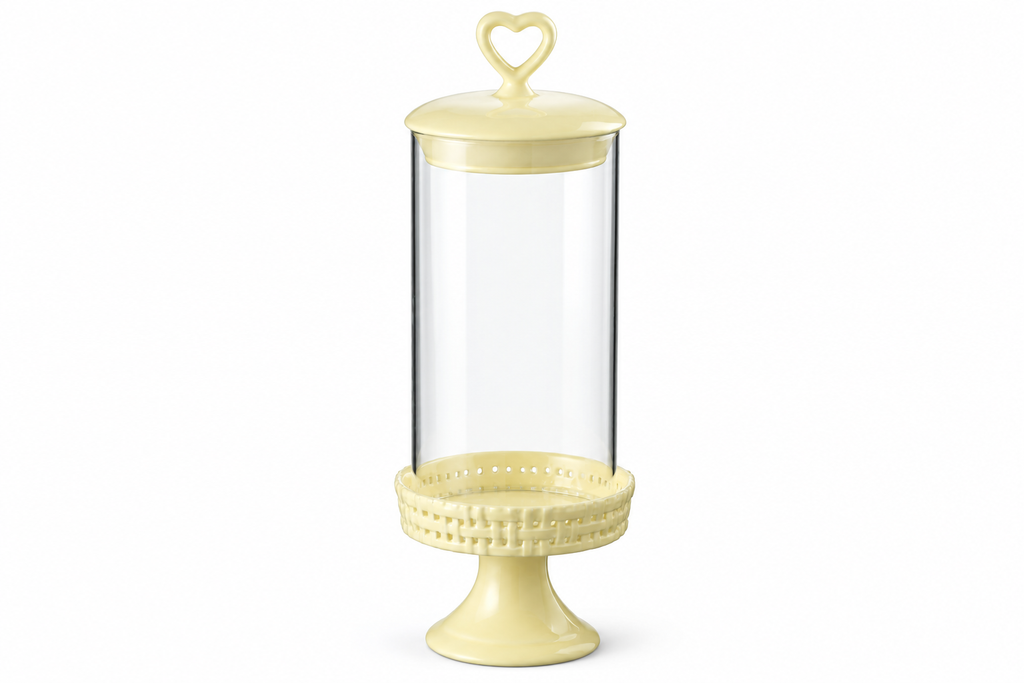 Country Buttercream Sweet Jar with Heart Cover - Medium