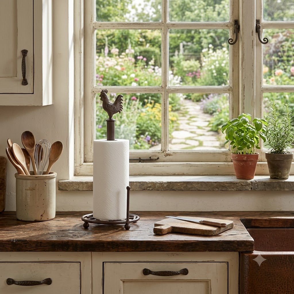 Vintage Iron Countertop Kitchen Roll Holder – alternative view