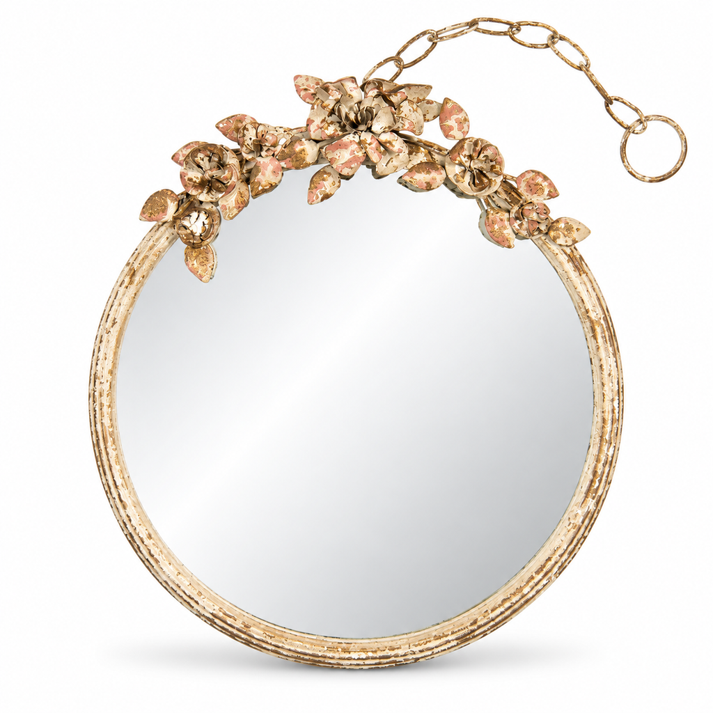French Botanical Gilded Floral Wall Mirror