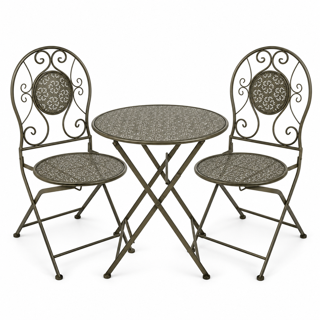 French Country Green Metal Bistro Set – Set of 3