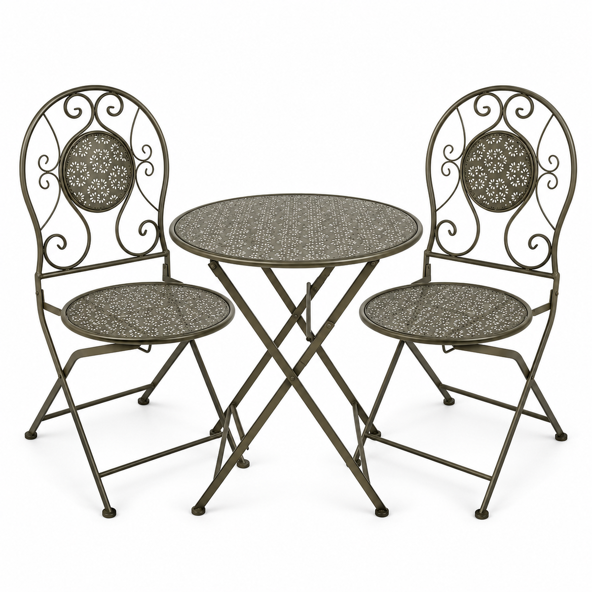 French Country Green Metal Bistro Set – Set of 3