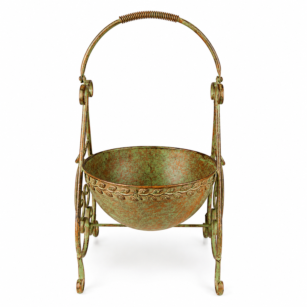 French Country Verdigris Iron Planter Stand – alternative view