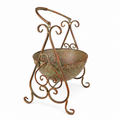 French Country Verdigris Iron Planter Stand