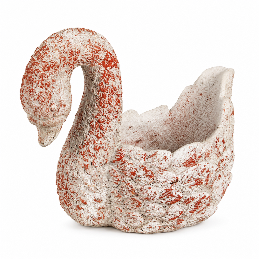 Grey Stone Swan Planter/Flower Pot – detail view 2