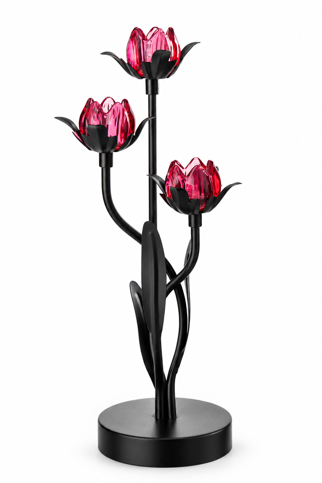 Botanical Three-Bloom Tulip Table Lamp – Ruby Pink