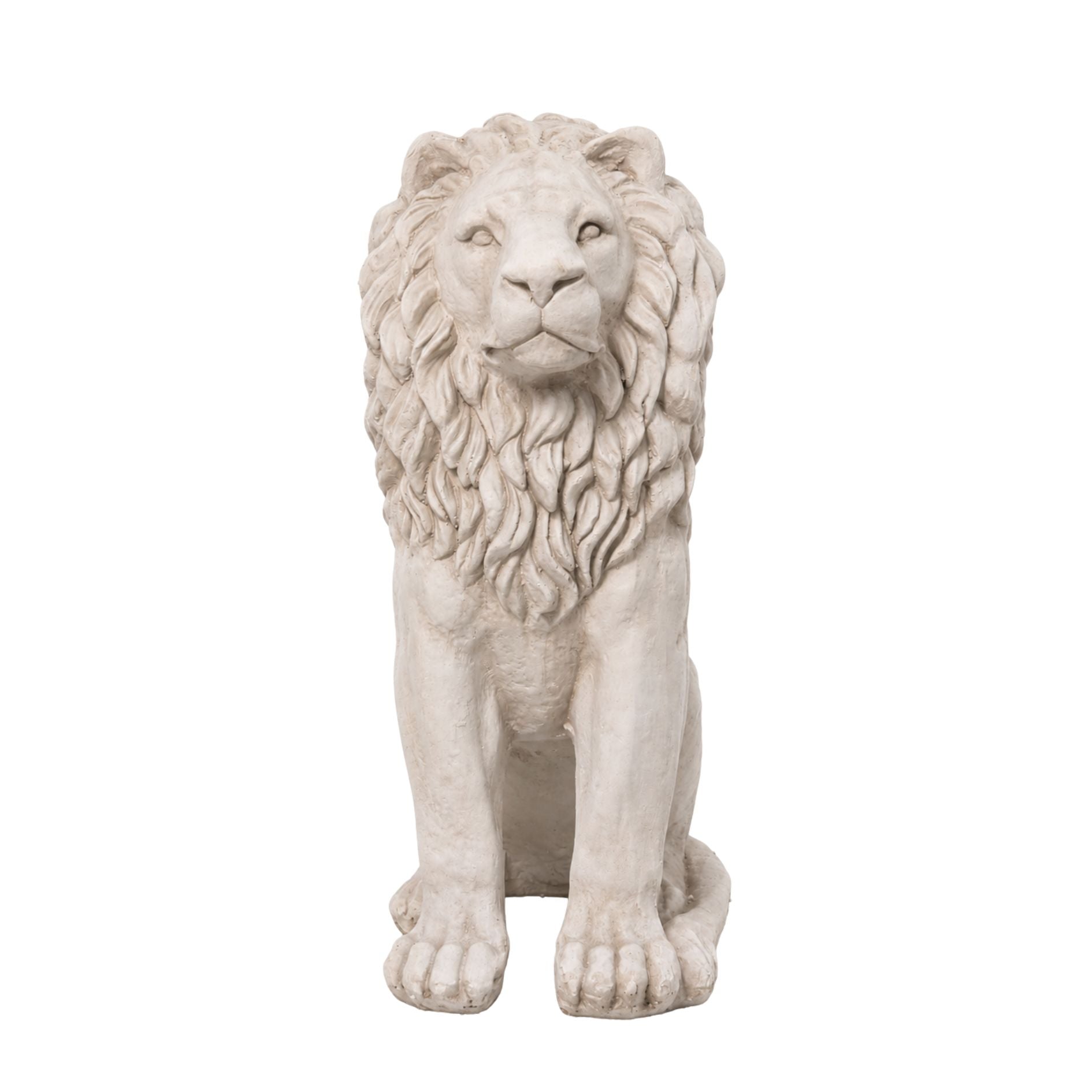 Rustic Chateau Lion Statue garden ornament with sculpted mane detailing
