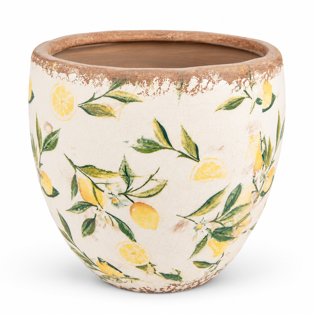 Rustic Lemon Grove Ceramic Planter