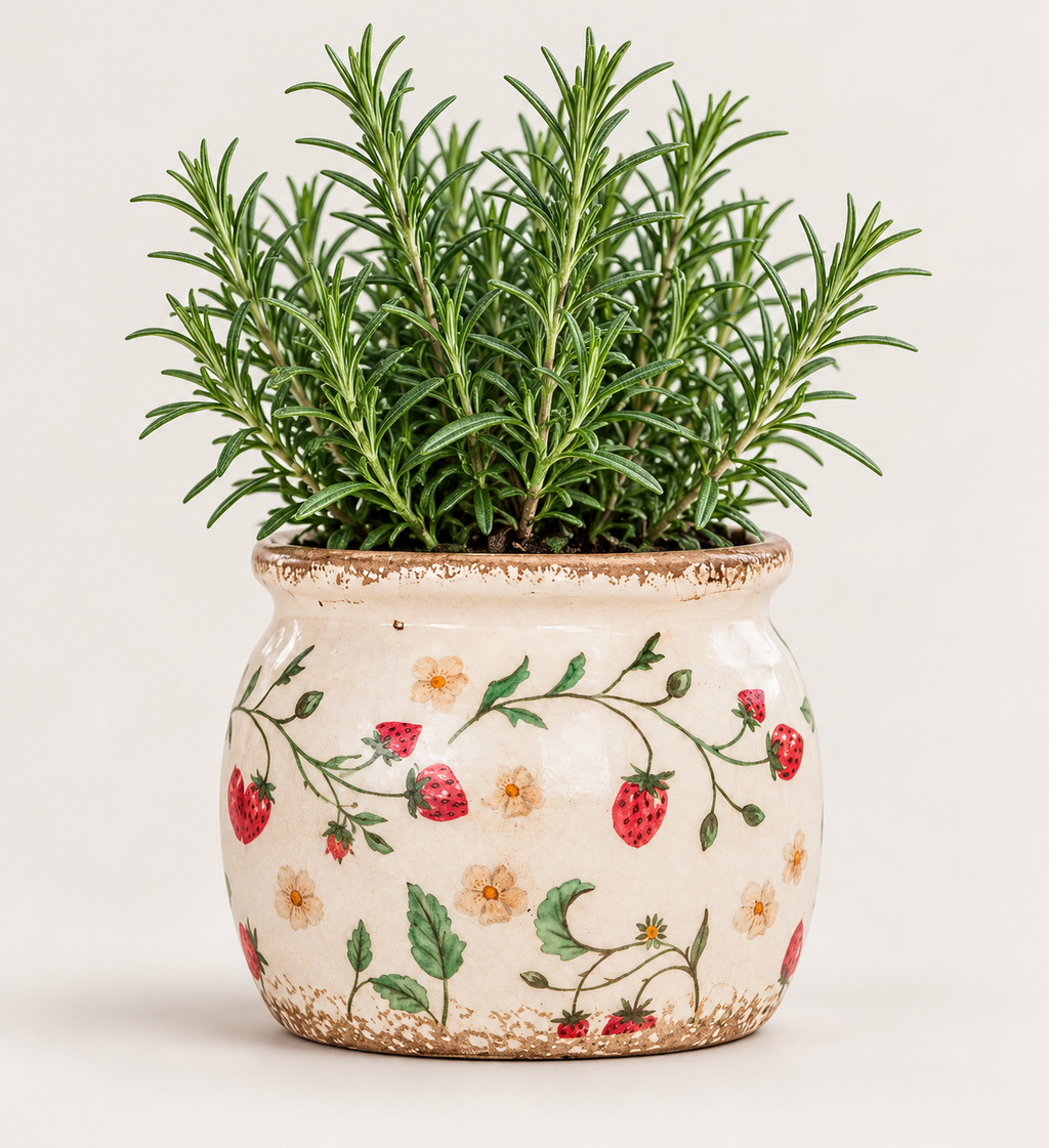 Botanical Strawberry Ceramic Planter – alternative view