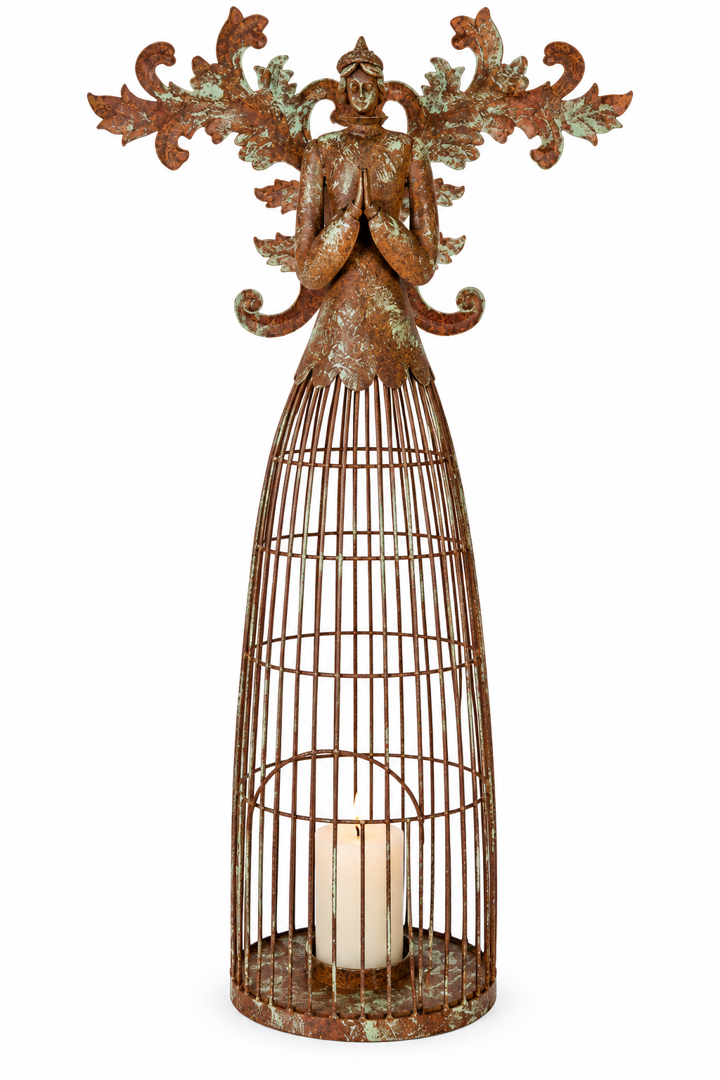 Antique Patina Angel Candle Holder