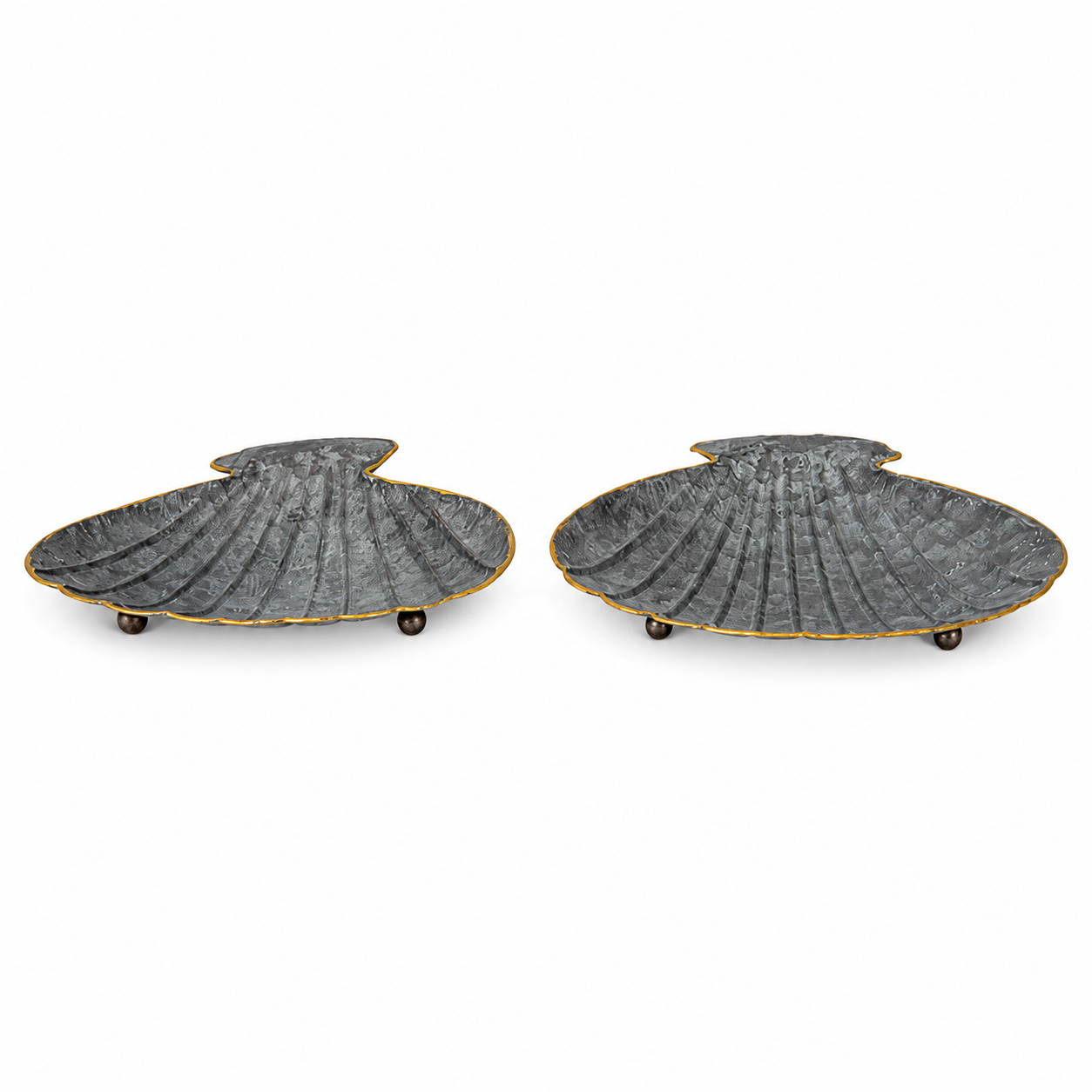 Set of 2 Grey Iron Shell Decorative Bowls