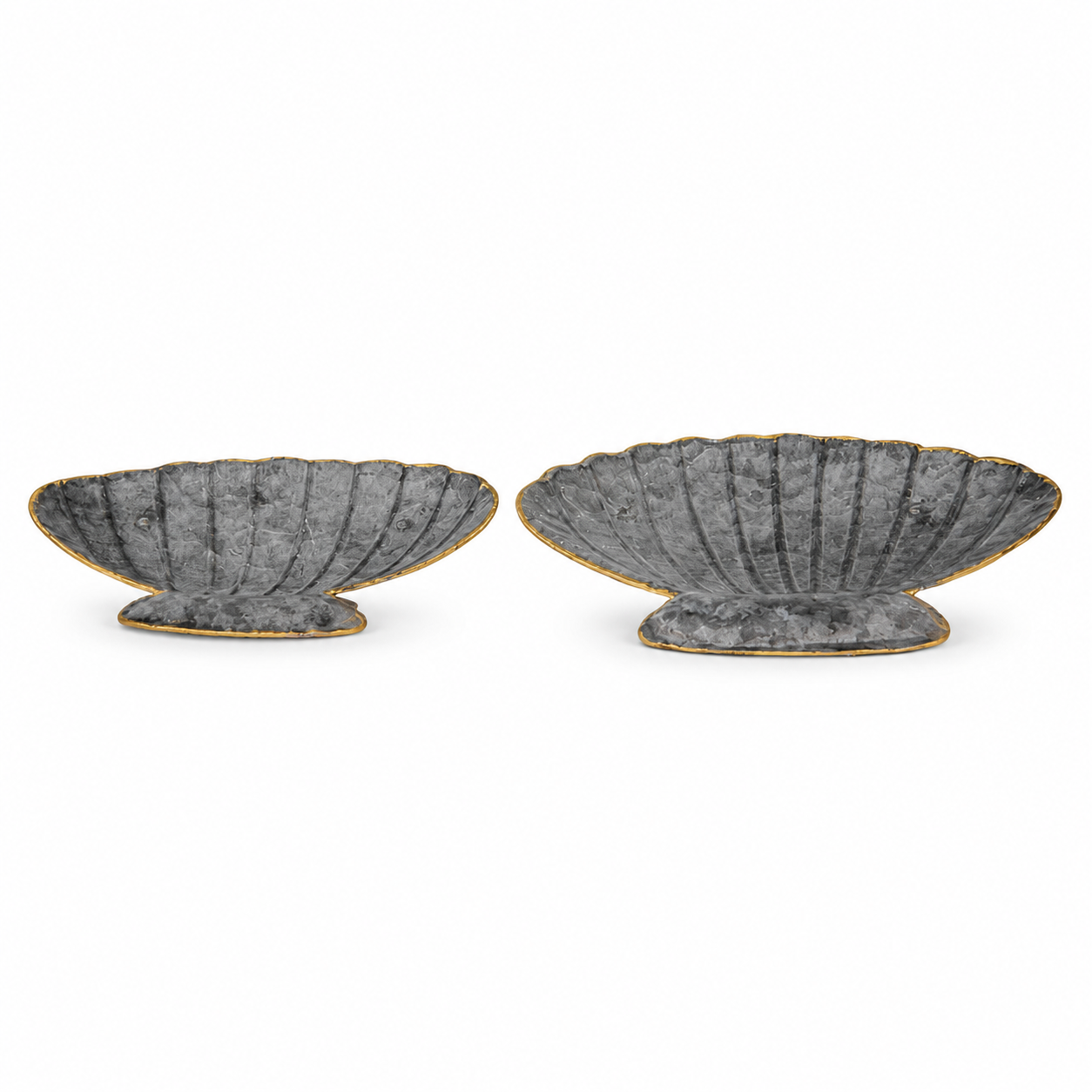 Set of 2 Grey Iron Shell Decorative Bowls