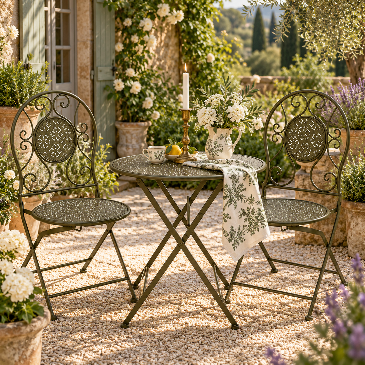 French Country Green Metal Bistro Set – detail view 5