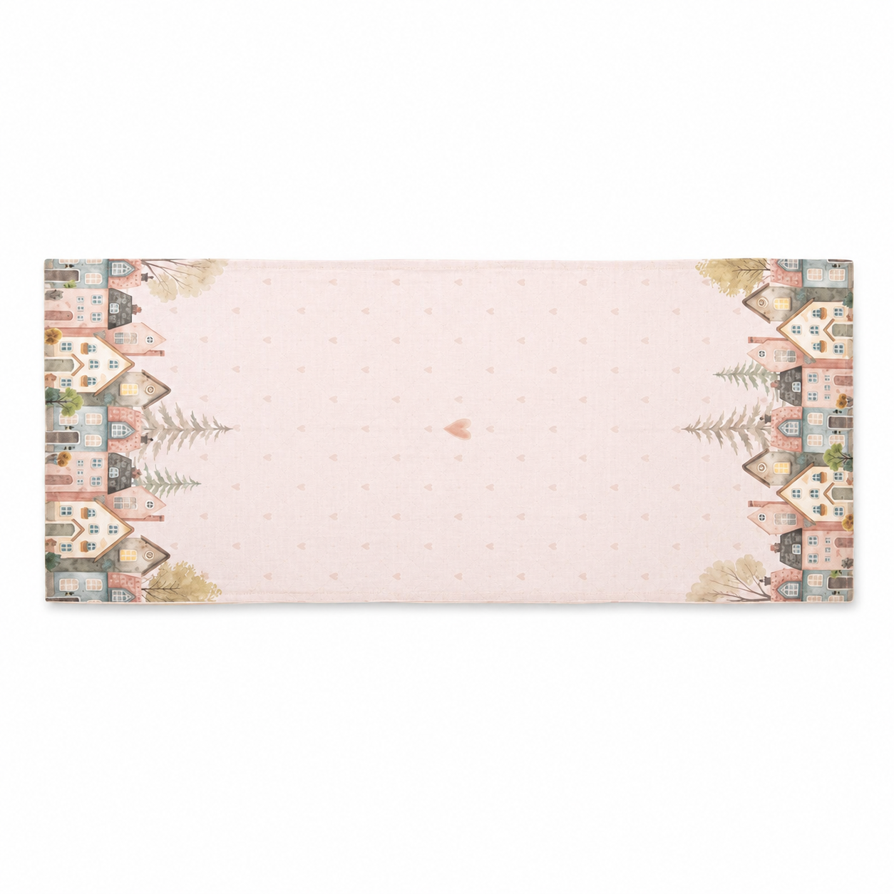 Beige Cotton Village Print Table Runner