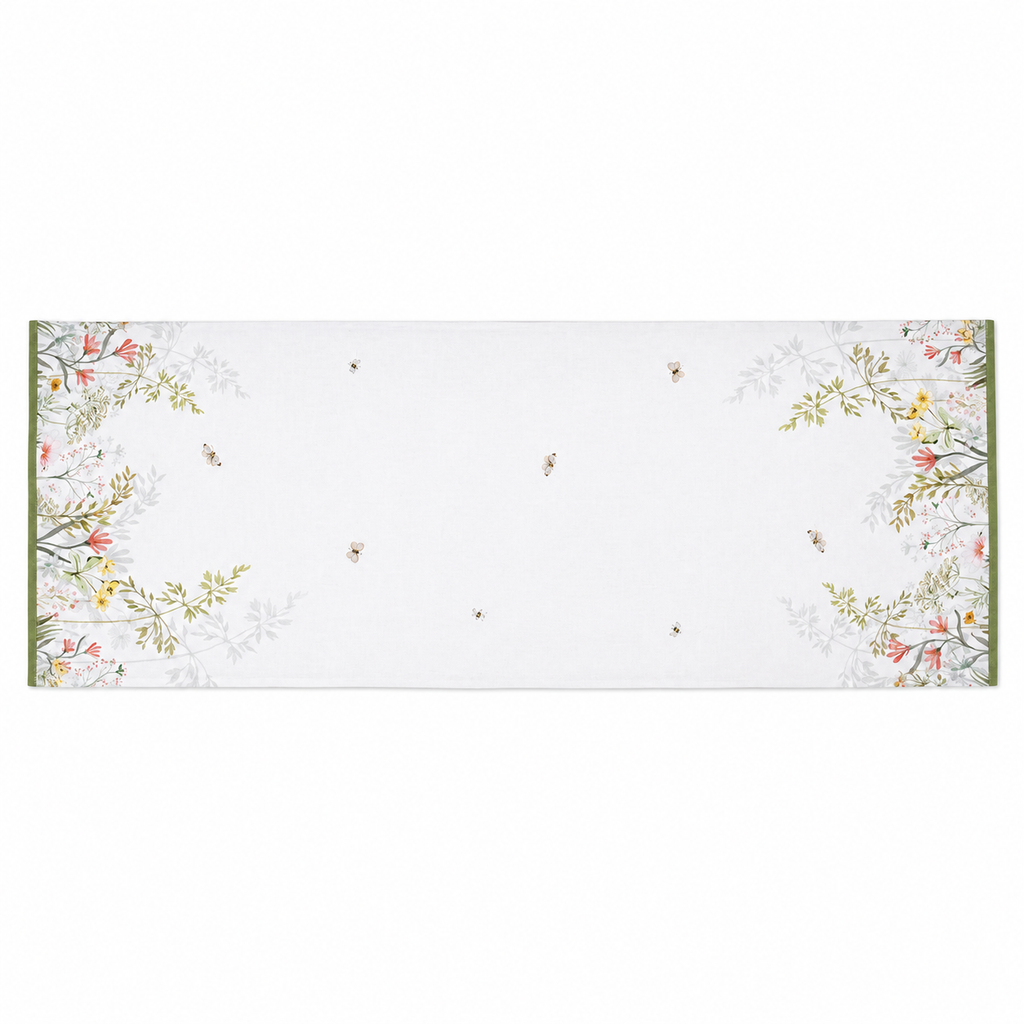 Botanical Floral Cotton Table Runner