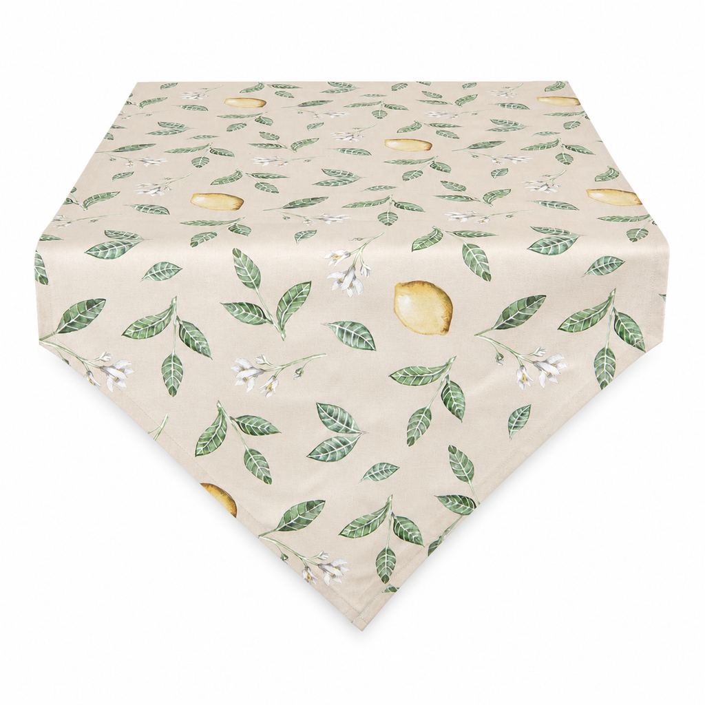 Beige Cotton Lemon Table Runner