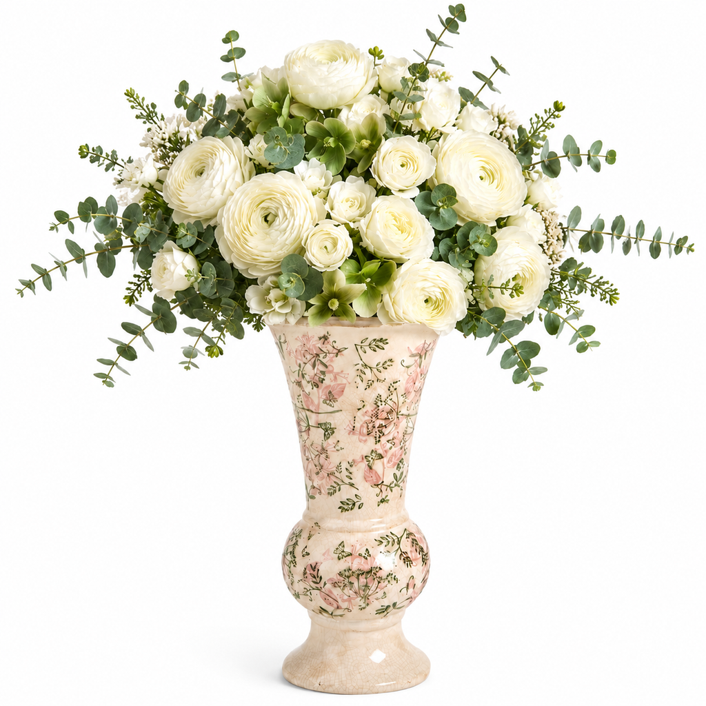 Botanical Floral Ceramic Vase