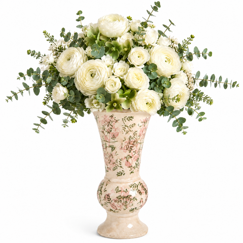 Botanical Floral Ceramic Vase
