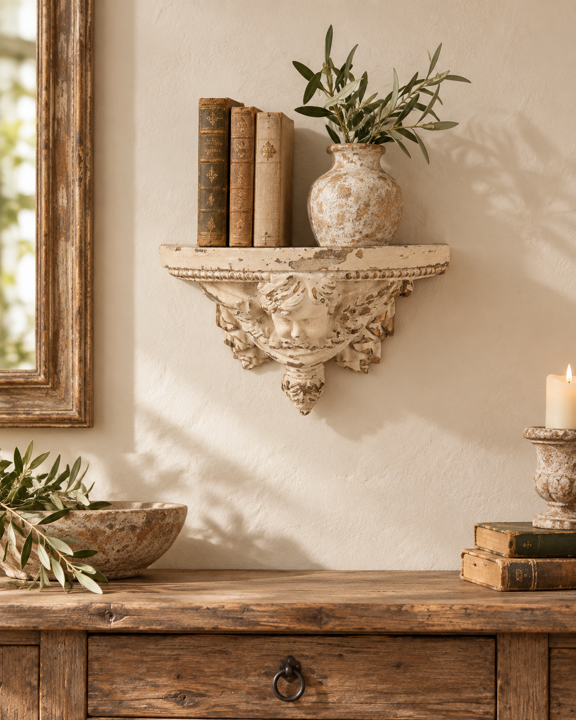 Antique Wall Console Shelf – detail view 2