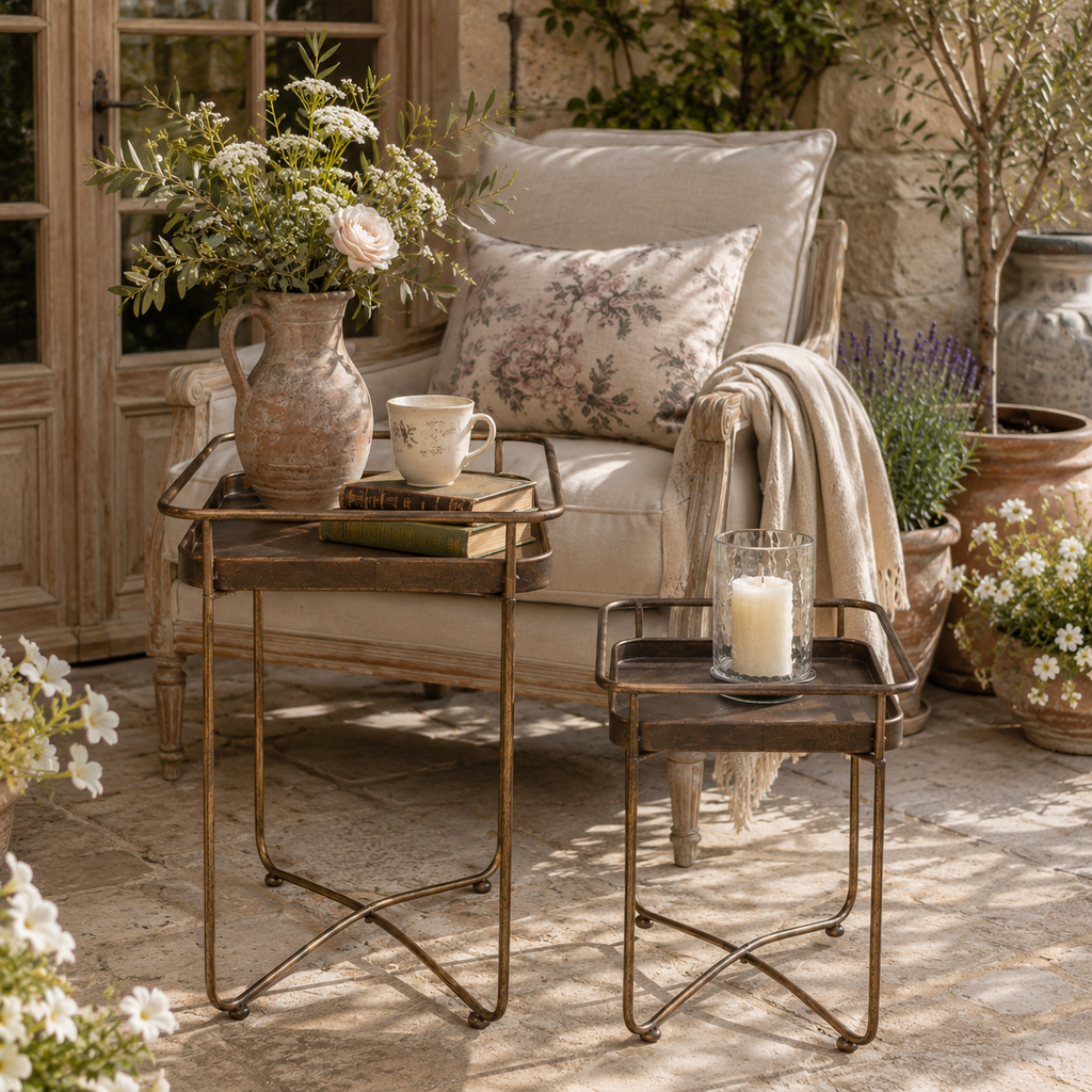 Vintage Farmhouse Side Tables – Set of 2