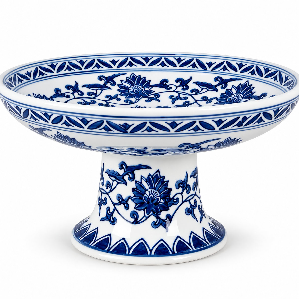 Classic Blue & White Porcelain Cake Stand