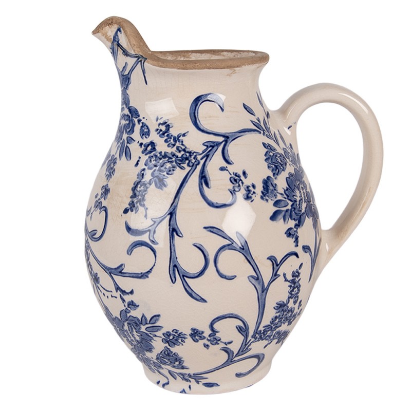 Beige ceramic decorative can with flowers
