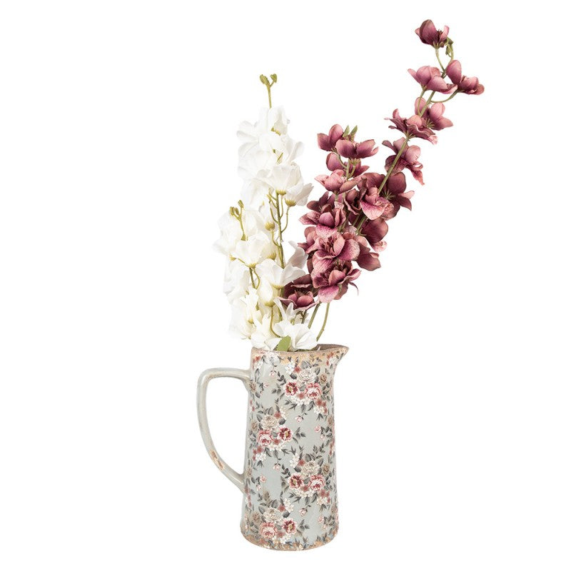 Decorative grey ceramic jug pattern detail