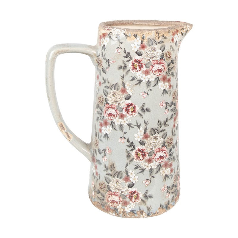 Grey floral jug side view
