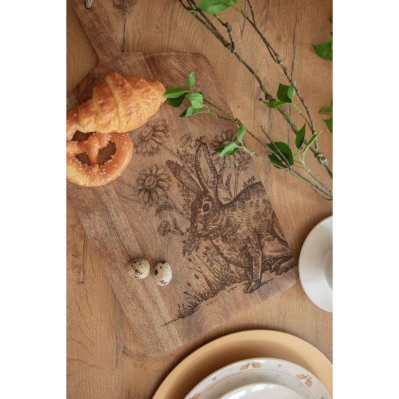Country style wooden board with rabbit