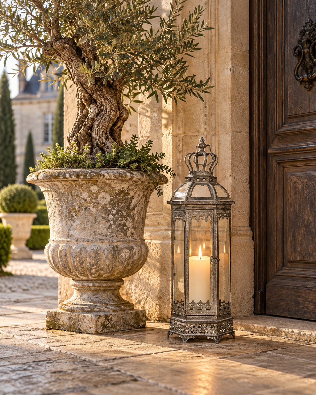 Classic Heritage Tall Silver Candle Lantern – alternative view