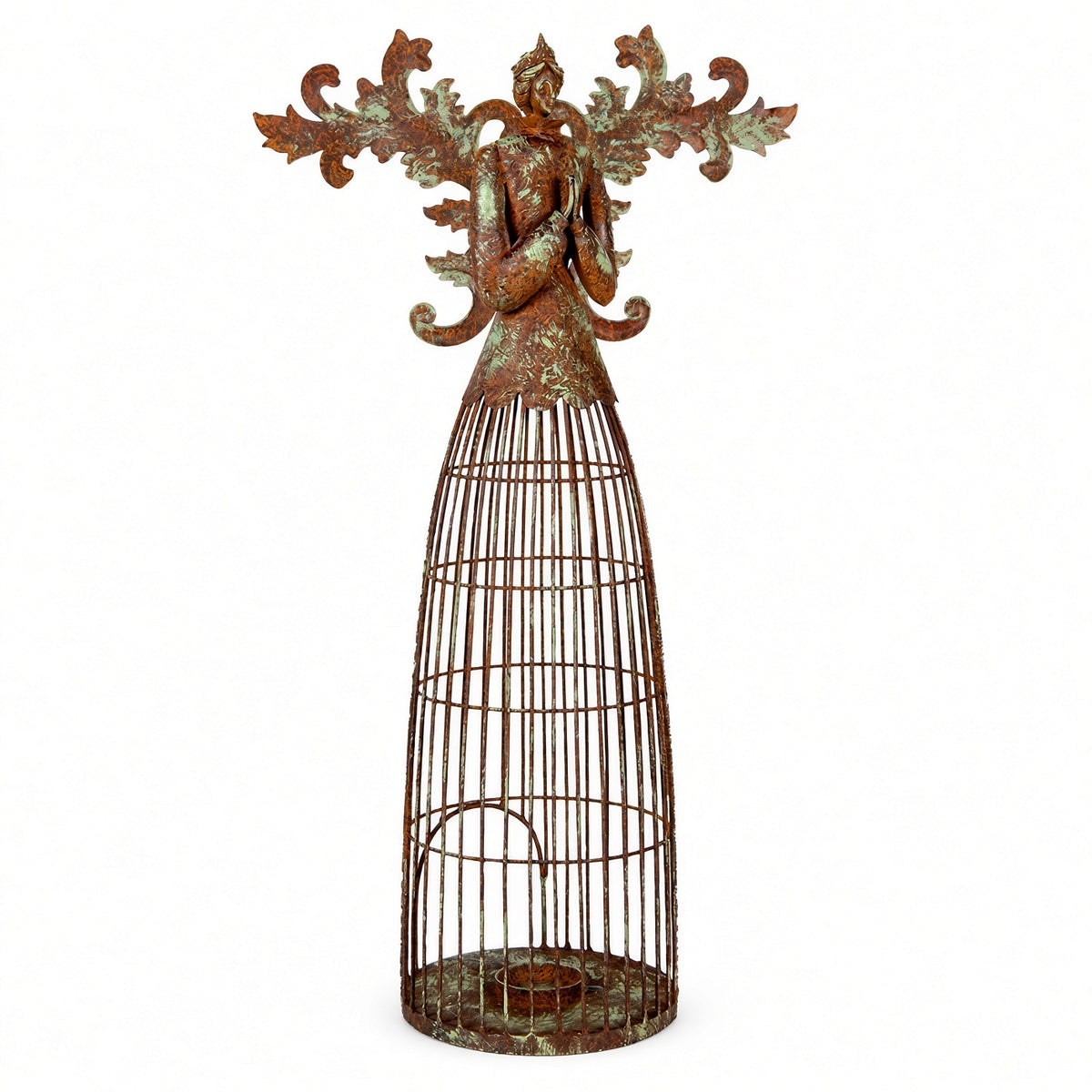 Antique Patina Angel Candle Holder
