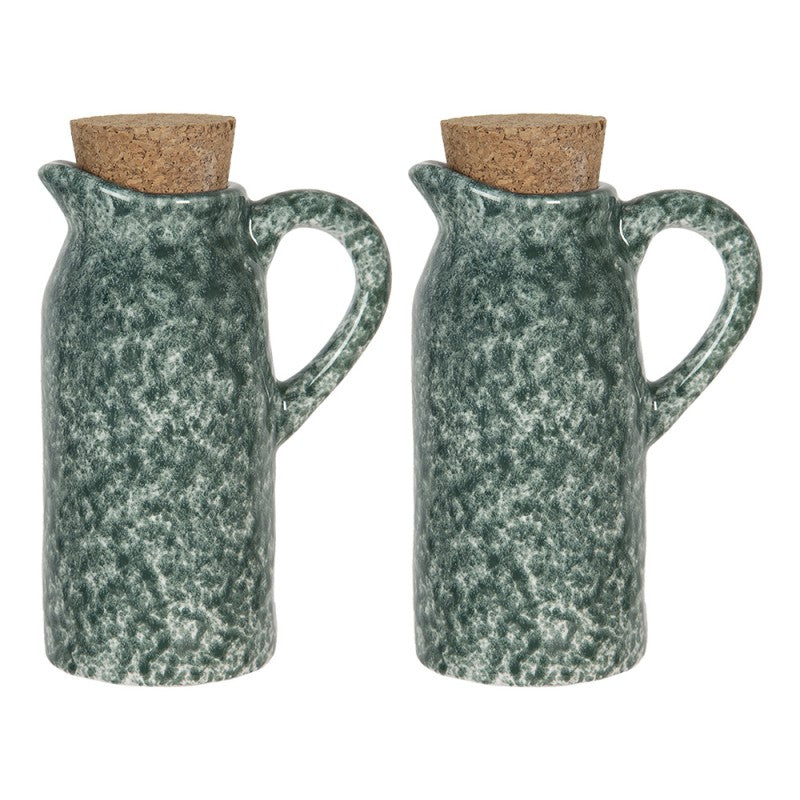 Green ceramic oil and vinegar set of 2