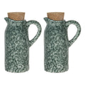 Green ceramic oil and vinegar set of 2