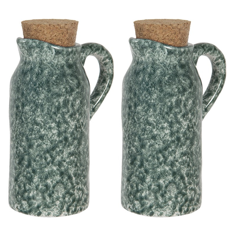 Green ceramic cruet detail