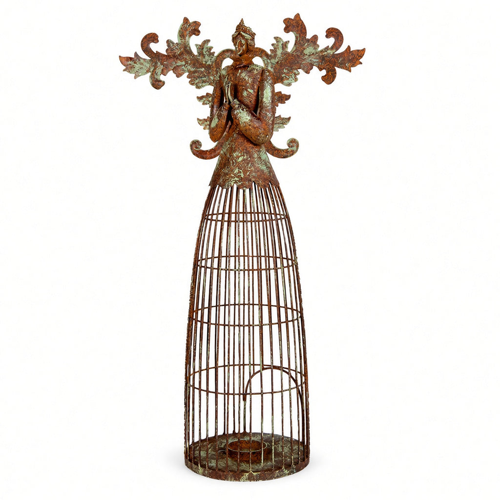 Antique Patina Angel Candle Holder